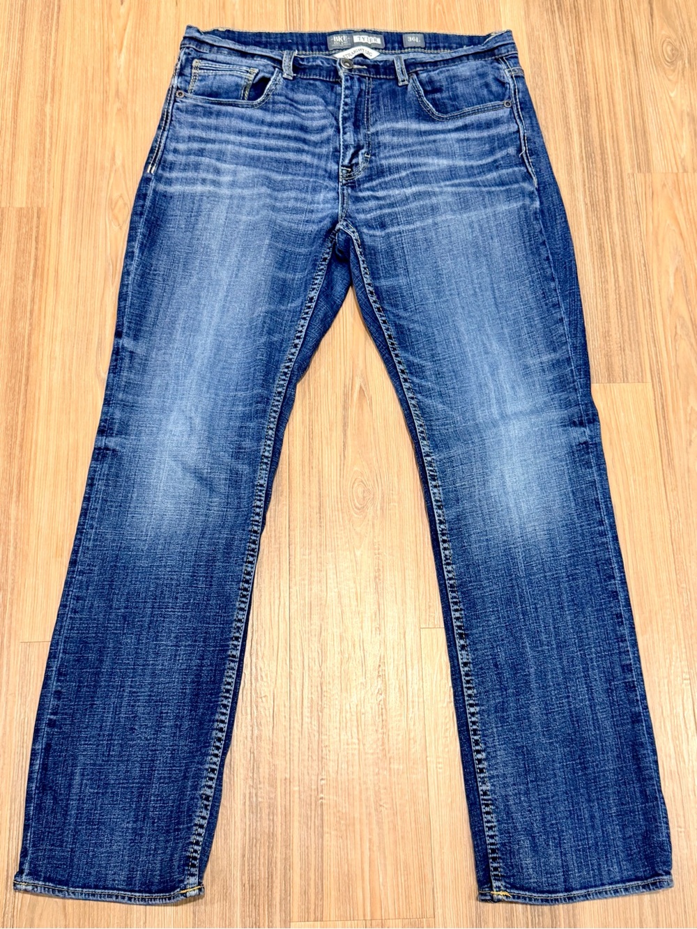BKE Men's Tyler 36L Straight Leg Blue Denim Jeans